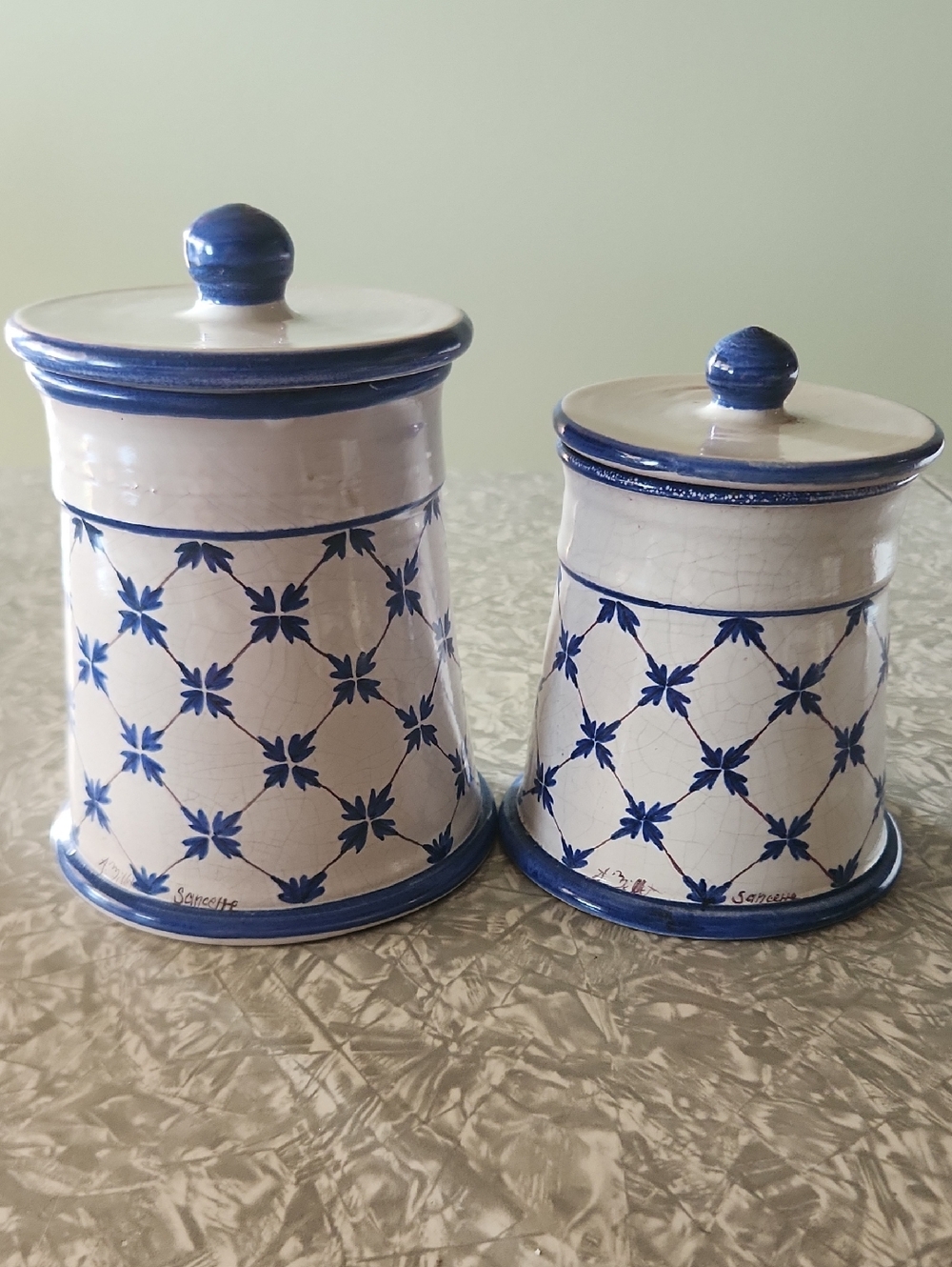 Ceramic Blue & White Kitchen Canister Set by